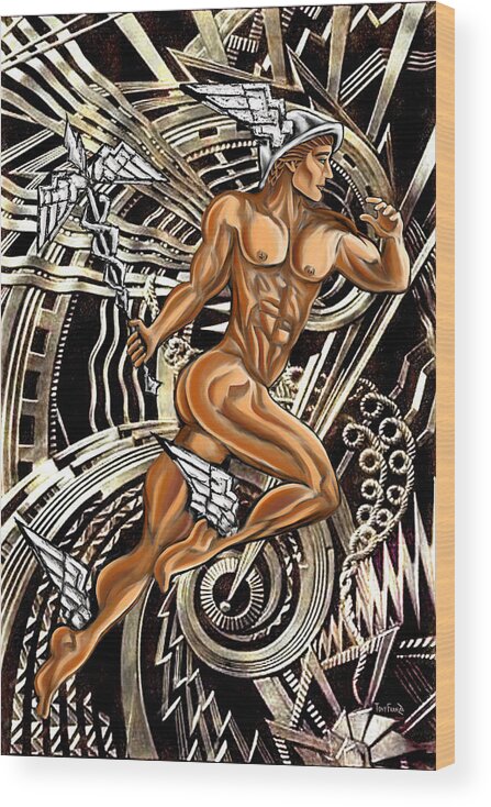 Deco Wood Print featuring the painting Deco Mercury Rising by Tony Franza