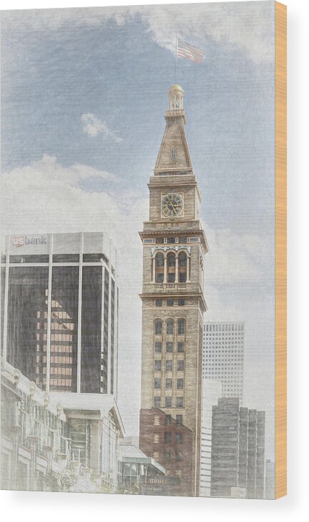 Denver Wood Print featuring the photograph Denver D And F Clock Tower by Ann Powell