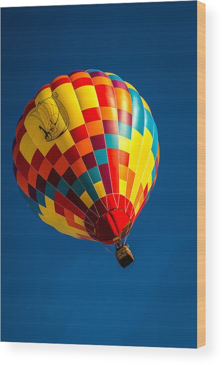 Desert Flying Viking Wood Print featuring the photograph Desert Flying Viking - Hot Air Balloon by Ron Pate
