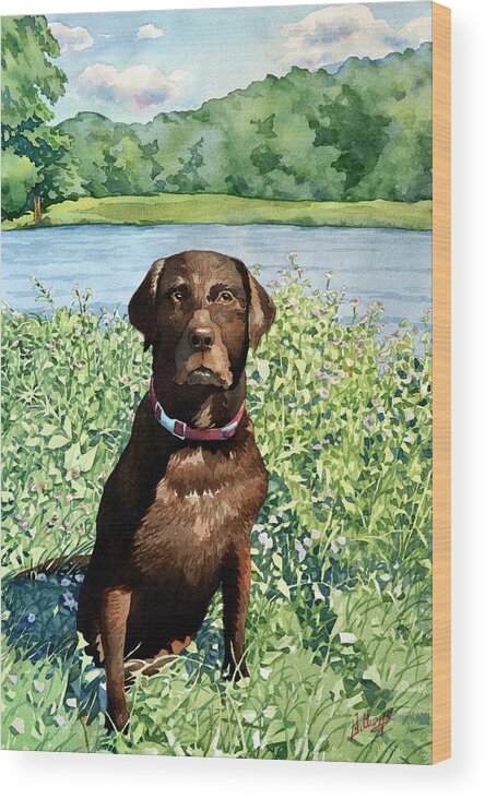 #portrait #dog #watercolor #painting #water #stateparks #hunting Wood Print featuring the painting Dog Portrait #1 by Mick Williams