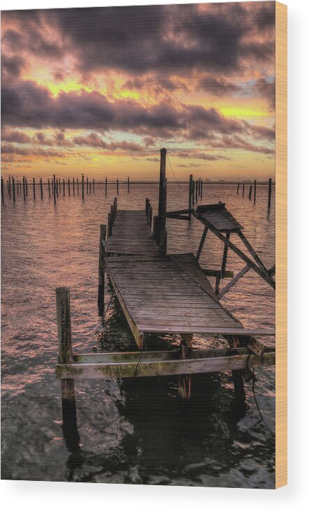 Dock Wood Print featuring the photograph Dolphin Dock by John Loreaux