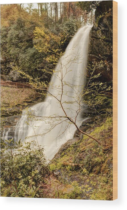 Pennysprints Wood Print featuring the photograph Dry Falls in North Carolina by Penny Lisowski