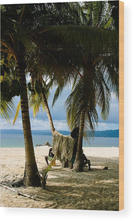 Beach Wood Print featuring the photograph Drying the Nets by Peter OReilly