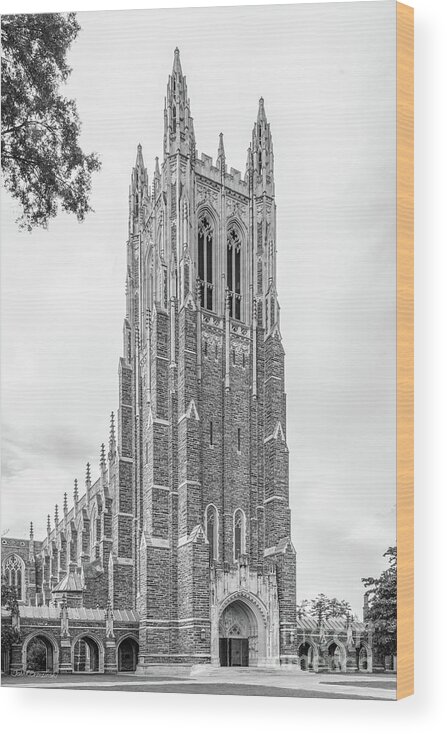 Duke University Wood Print featuring the photograph Duke University Chapel Side View by University Icons