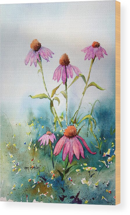 Coneflower Wood Print featuring the painting Dusky Morn by Ken Marsden