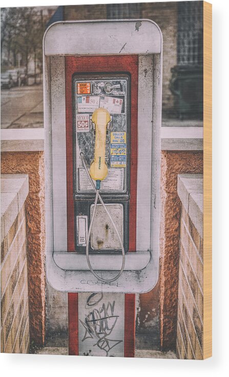 Pay Phone Wood Print featuring the photograph East Side Pay Phone by Scott Norris