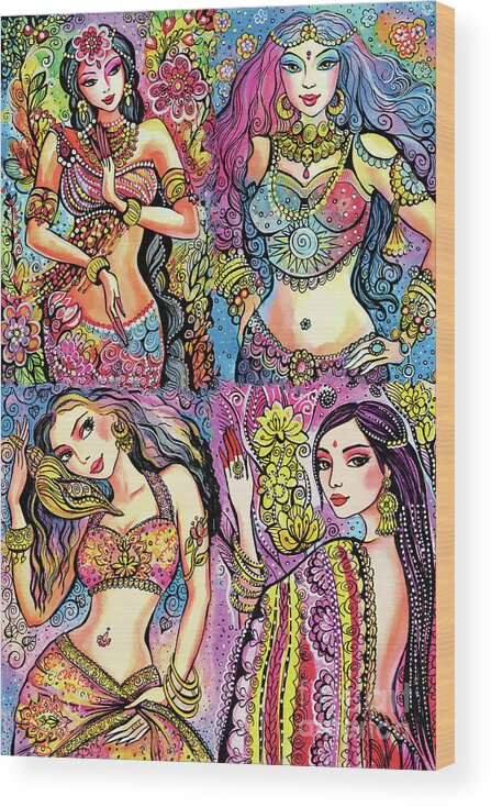 Bollywood Dancer Wood Print featuring the painting Eastern Flower by Eva Campbell