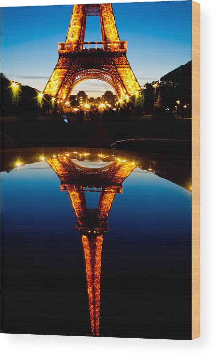 Eiffel Tower Wood Print featuring the photograph Eiffel Tower Reflection by Anthony Doudt