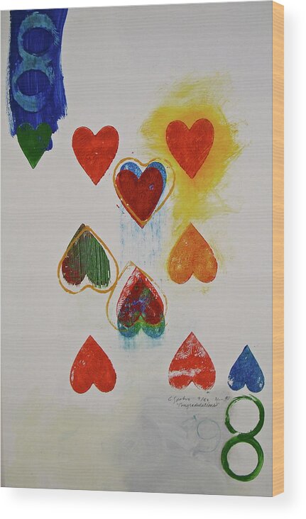 Abstract Painting Wood Print featuring the painting Eight of Hearts 9-52 2nd series by Cliff Spohn