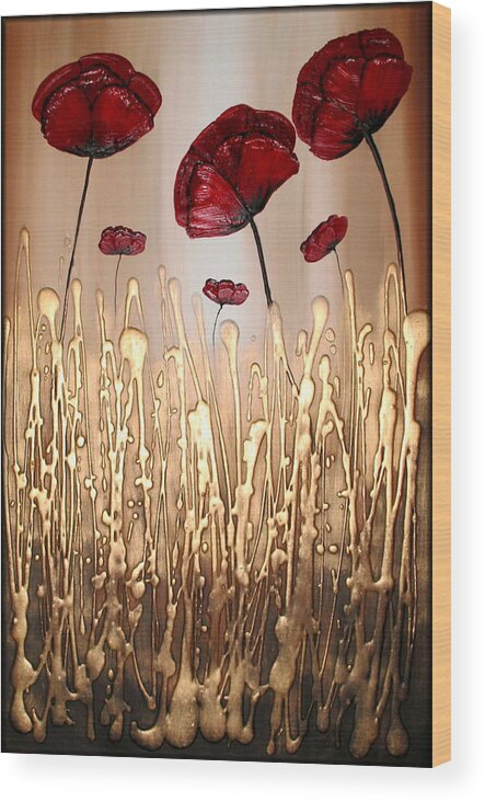 Poppies Wood Print featuring the painting Elixir of Flowers by Amanda Dagg