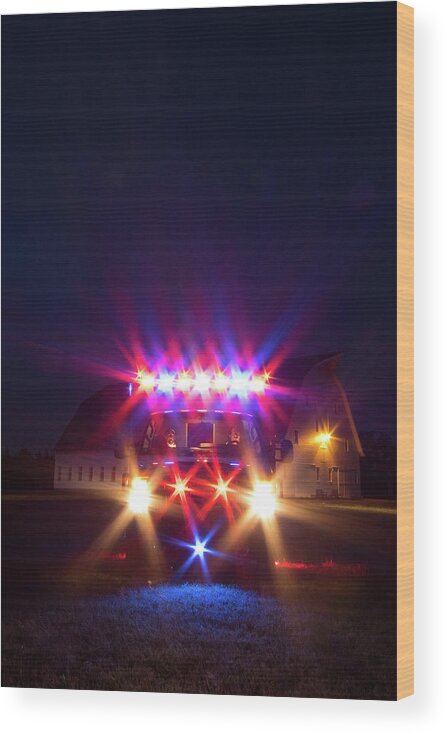 Ambulance Wood Print featuring the photograph EMS Lights - 5202 by Jon Friesen