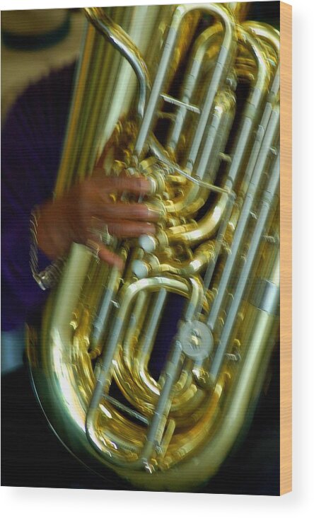 Excelsior Band Wood Print featuring the digital art Excelsior Band Tuba by Michael Thomas
