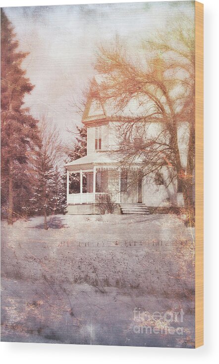 Farmhouse Wood Print featuring the photograph Farmhouse in Snow by Jill Battaglia