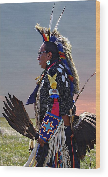 Native American Wood Print featuring the photograph Feather Fan by Karen McKenzie McAdoo