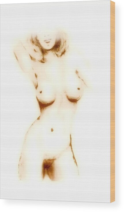 Female Nude Torso Contemporary Digital Wood Print featuring the digital art Female Nude Torso I by G Linsenmayer
