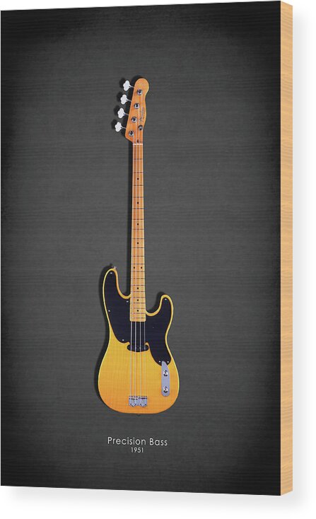Fender Precision Bass Wood Print featuring the photograph Fender Precision Bass 1951 by Mark Rogan