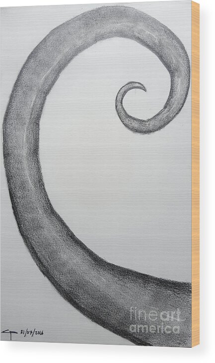 Fibonacci Wood Print featuring the drawing Fibonacci Spiral No.1 by Cesar Padilla