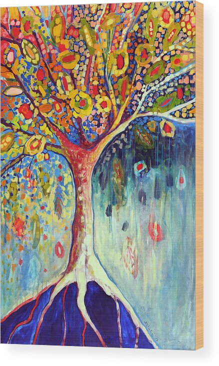 Tree Wood Print featuring the painting Fiesta Tree by Jennifer Lommers