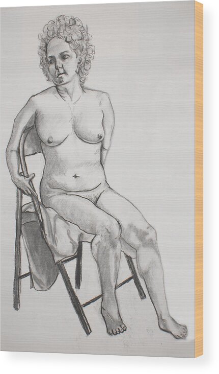 Woman Wood Print featuring the drawing Figure Drawing by Jean Haynes