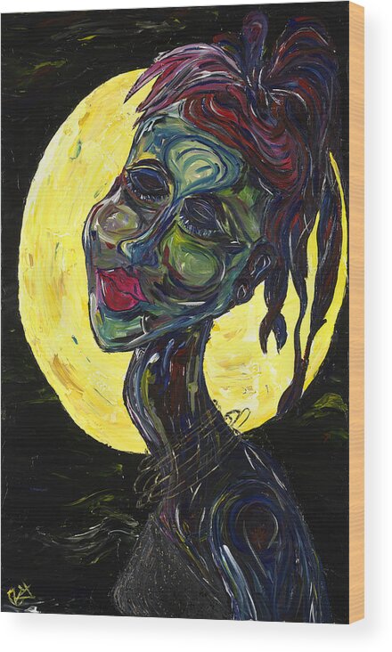 Portrait Wood Print featuring the painting Finding Home 1 by Chakanaka Zinyemba