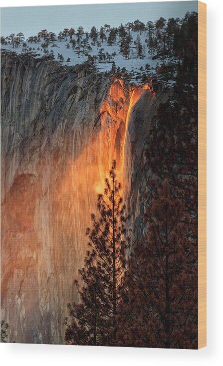 Yosemite Wood Print featuring the photograph Firefalls by Erick Castellon