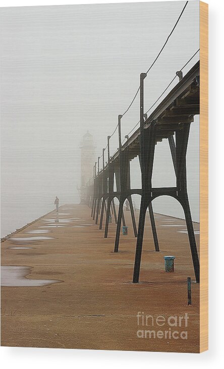 Fishing Wood Print featuring the photograph Fishermen and Fog by Randy Pollard