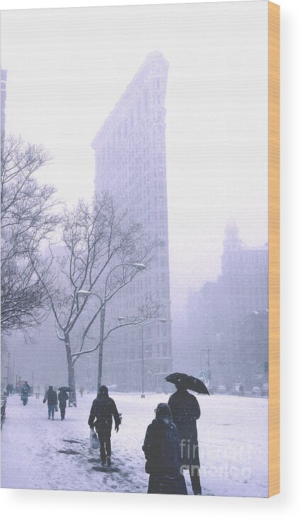 Steichen Wood Print featuring the photograph Flatiron Building in a Snowstorm by Tom Wurl