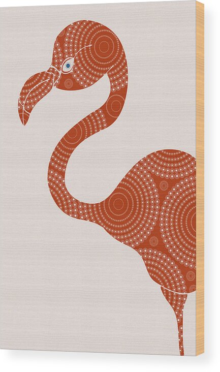 Frank Tschakert Wood Print featuring the painting Floral Flamingo by Frank Tschakert