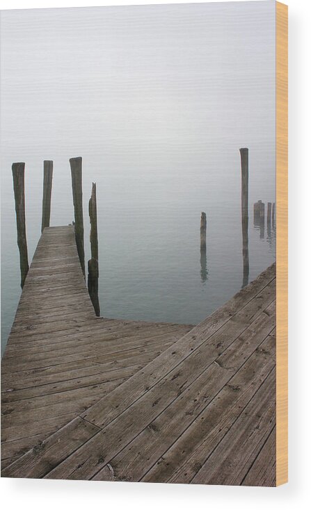 Fog Wood Print featuring the photograph Fog on the River 26 by Mary Bedy
