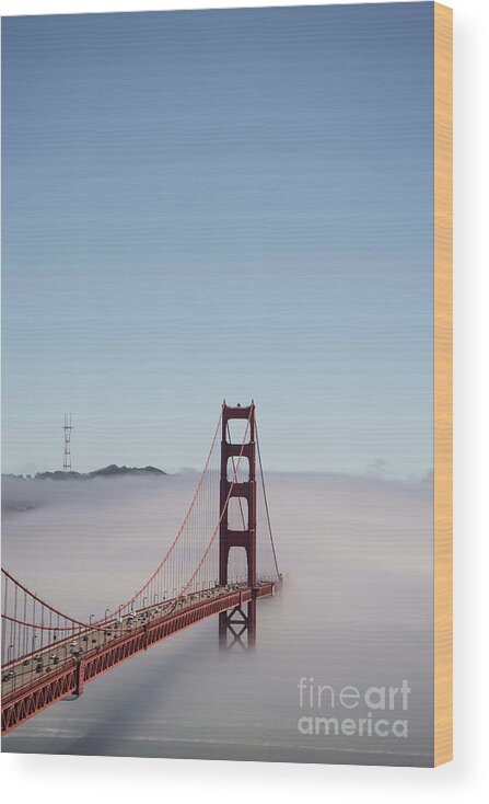 Fog Wood Print featuring the photograph Foggy Golden Gate by David Bearden