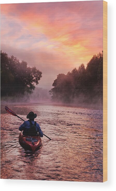Kayak Wood Print featuring the photograph Following the Light by Robert Charity