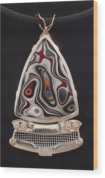 Detroit Agate Wood Print featuring the jewelry Fordite Time Travel Necklace by Marie-Claire Dole