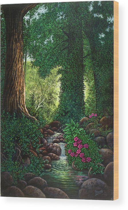 Landscape Wood Print featuring the painting Forest Brook II by Michael Frank