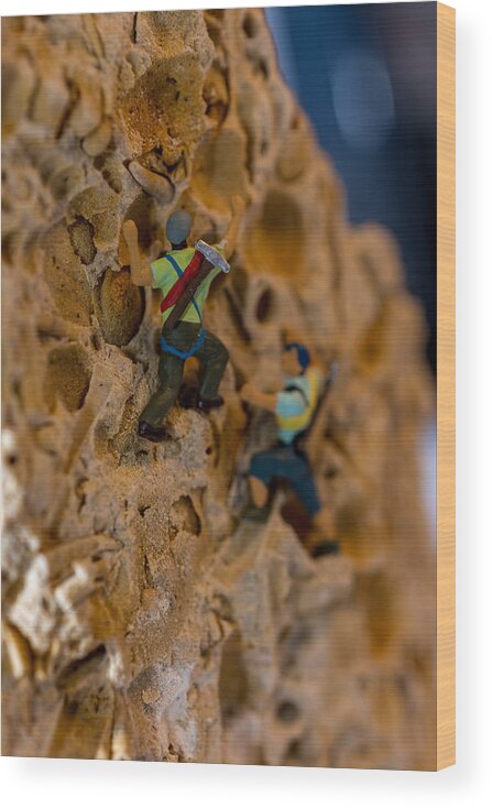 Macro Wood Print featuring the photograph Fossil Rock climbing by Rainer Kersten