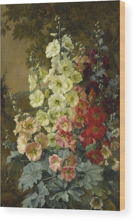 Augusta Dohlmann Wood Print featuring the painting Foxgloves by Augusta Dohlmann