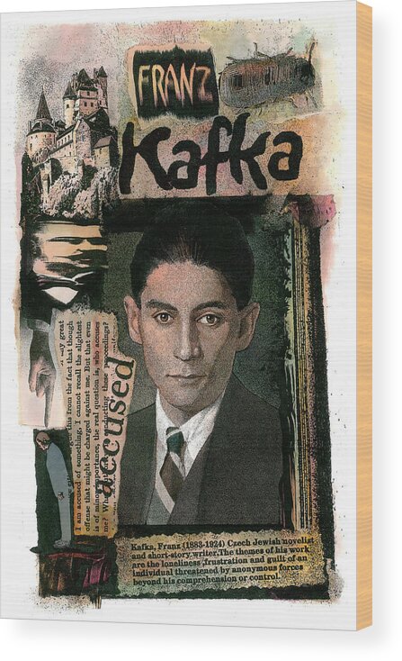 Franz Kafka Wood Print featuring the painting Franz Kafka by John Dyess