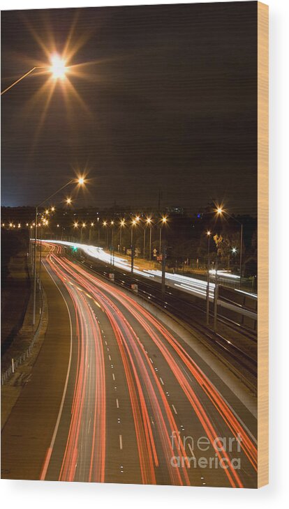 Cars Wood Print featuring the photograph Freeway Streakers by Kym Clarke