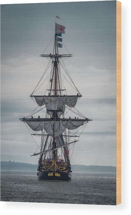 Castine Wood Print featuring the photograph Frigate Hermione 03 by Fred LeBlanc