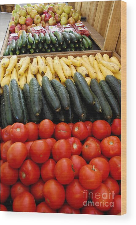 Zucchini Wood Print featuring the photograph Fruits and vegetables on display 1 by Micah May