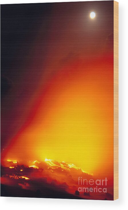 A'a Wood Print featuring the photograph Full Moon Over Lava by Peter French - Printscapes