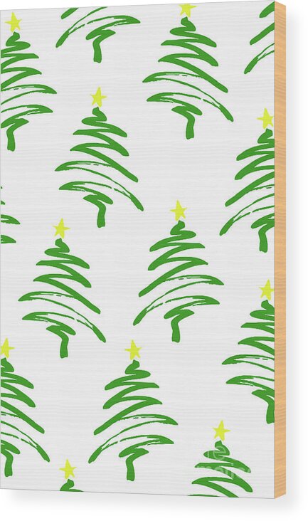 Christmas Trees Wood Print featuring the digital art Funky Christmas Trees by Louisa Knight