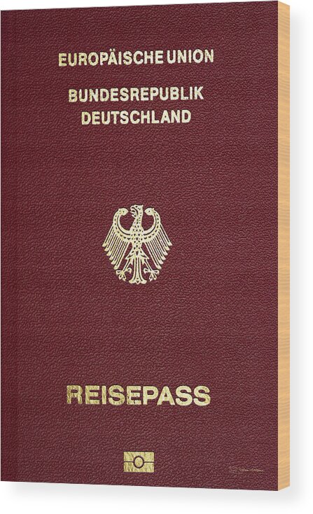“passports” Collection Serge Averbukh Wood Print featuring the digital art German Passport Cover by Serge Averbukh