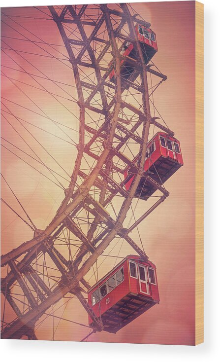 Ferris Wheel Wood Print featuring the photograph Giant Ferris Wheel Prater Park Vienna by Carol Japp