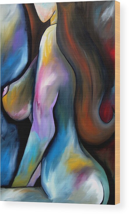 Pop Art Wood Print featuring the painting Gifted Original Nude Abstract Art by Tom Fedro