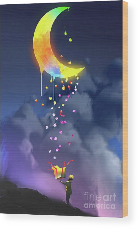 Acrylic Wood Print featuring the painting Gifts From The Moon by Tithi Luadthong