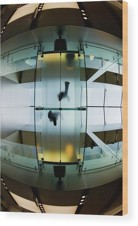 Interior Design Wood Print featuring the photograph Glass walkway Apple Store Stockton Street San Francisco by David Smith