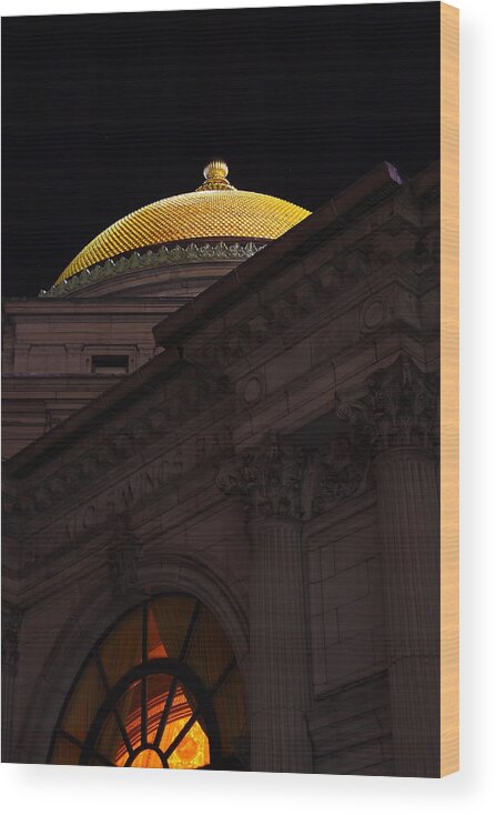 Bank Wood Print featuring the photograph Gold Dome At Night by Don Nieman