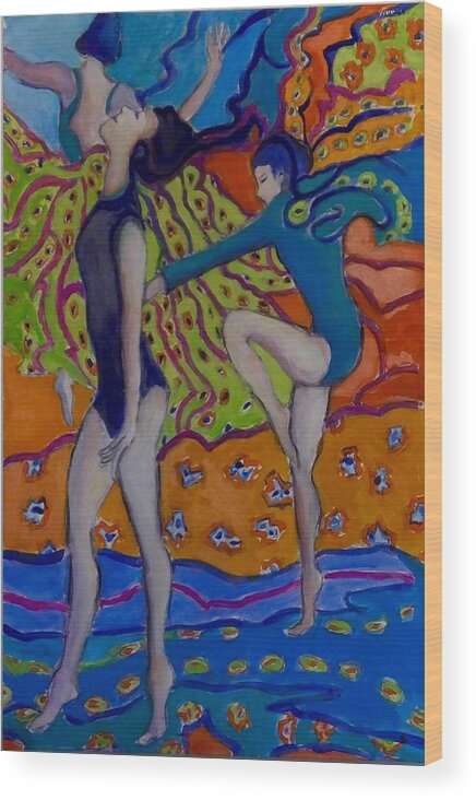 Dance Wood Print featuring the painting Good Vibrations #3 by Myra Evans