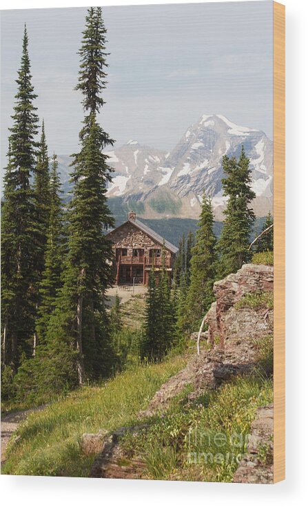 Big Sky Country Wood Print featuring the photograph Granite Park Chalet and Heaven's Peak 2 by Katie LaSalle-Lowery