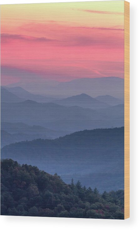 Foothills Parkway West Wood Print featuring the photograph Great Smoky Mountain Sunset by Teri Virbickis